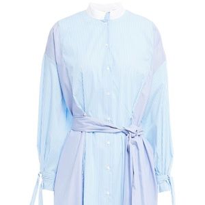 MAJE Rarty belted cotton-blend poplin shirt dress
